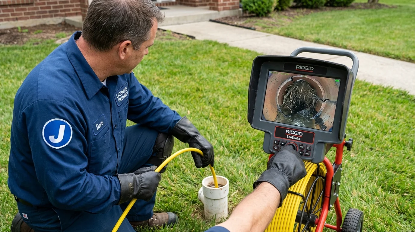 Sewer camera inspection being performed by Johns Plumbing LLC in Spencer